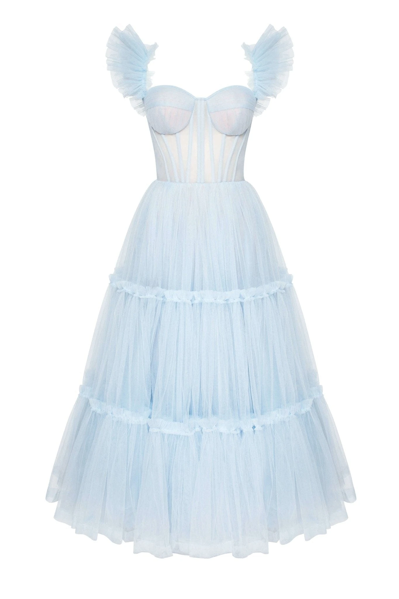 Milla Light Blue Ruffled Tulle Midi Dress Milla dress