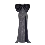 Milla Mesmerizing big bow maxi gown covered in rhinestones Milla dress