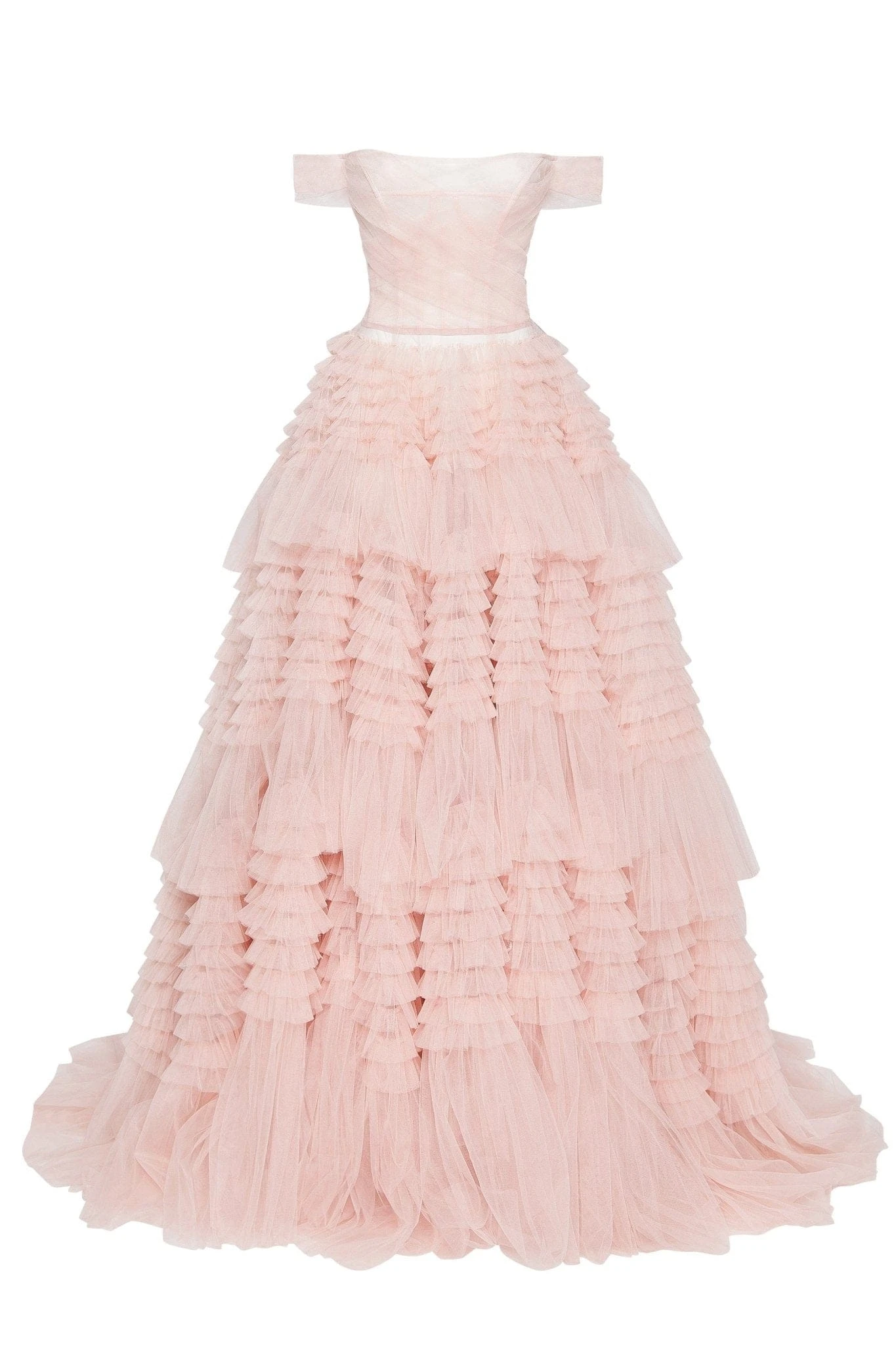 Milla Misty Rose Off-The-Shoulder Frill-Layered Gown Milla dress