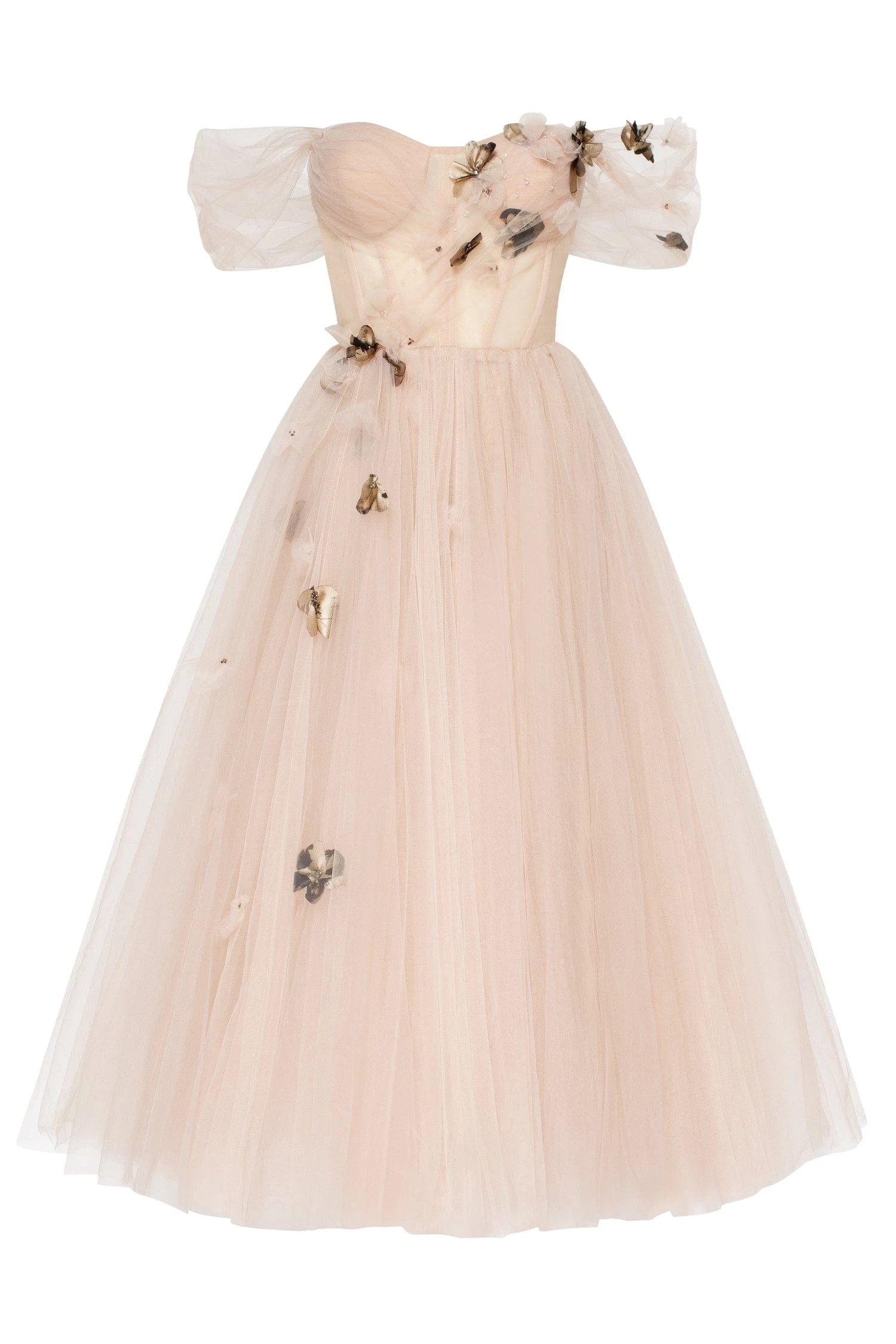 Milla Off-the-shoulder midi gown with the tender embellishment Milla dress