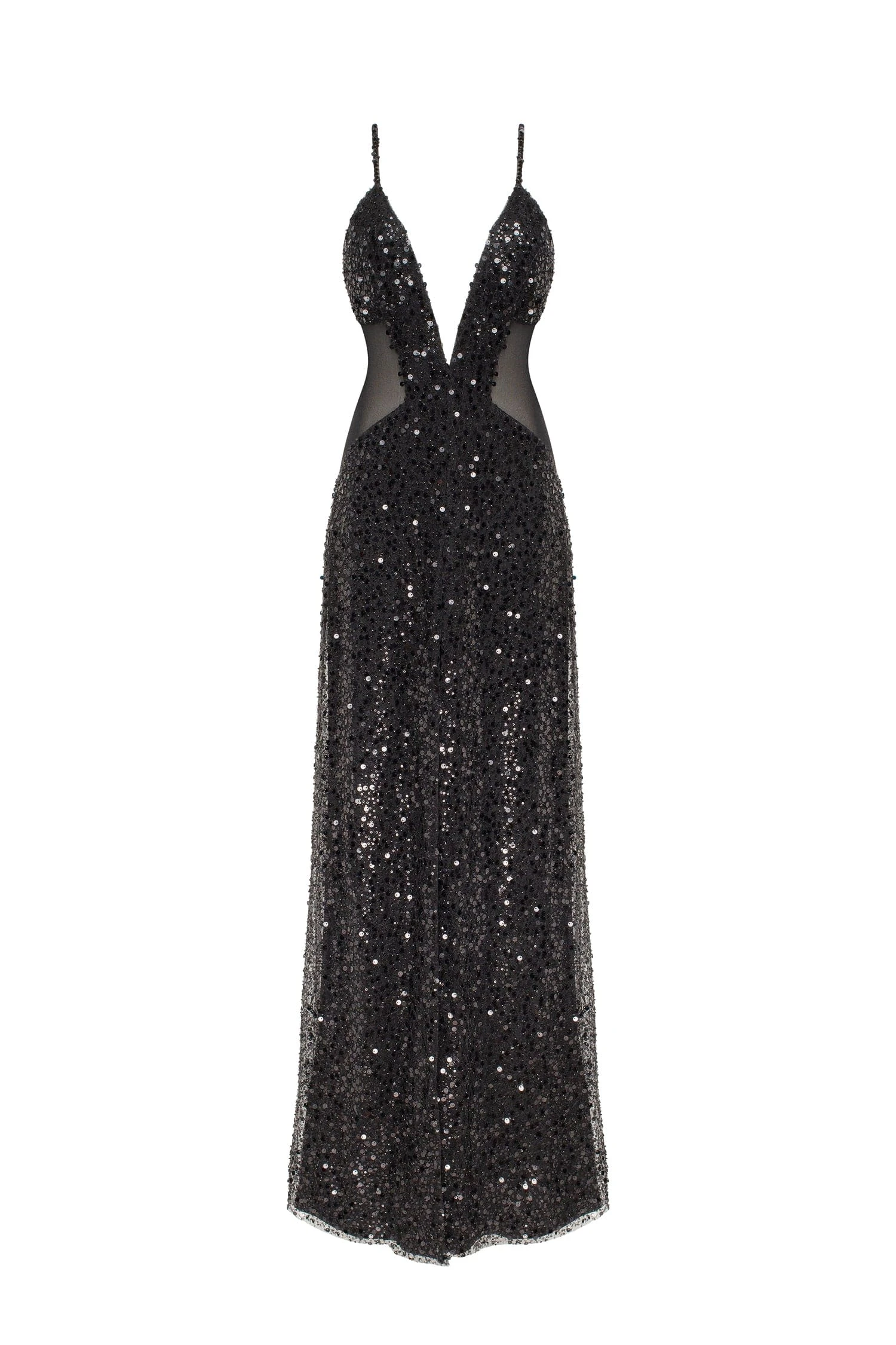 Milla Sexy spaghetti straps black maxi covered in sequins Milla dress