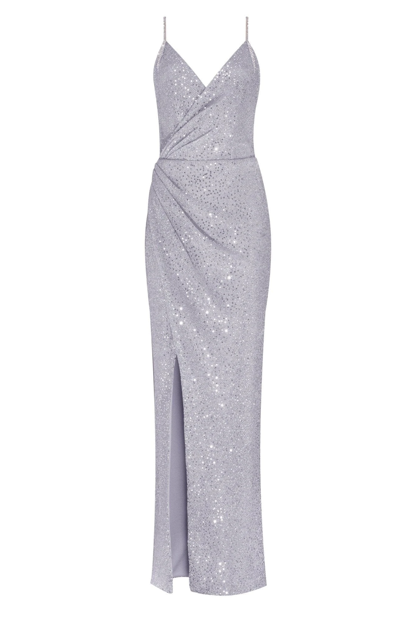 Milla Spaghetti straps silver sparkling wrapped maxi dress Milla dress