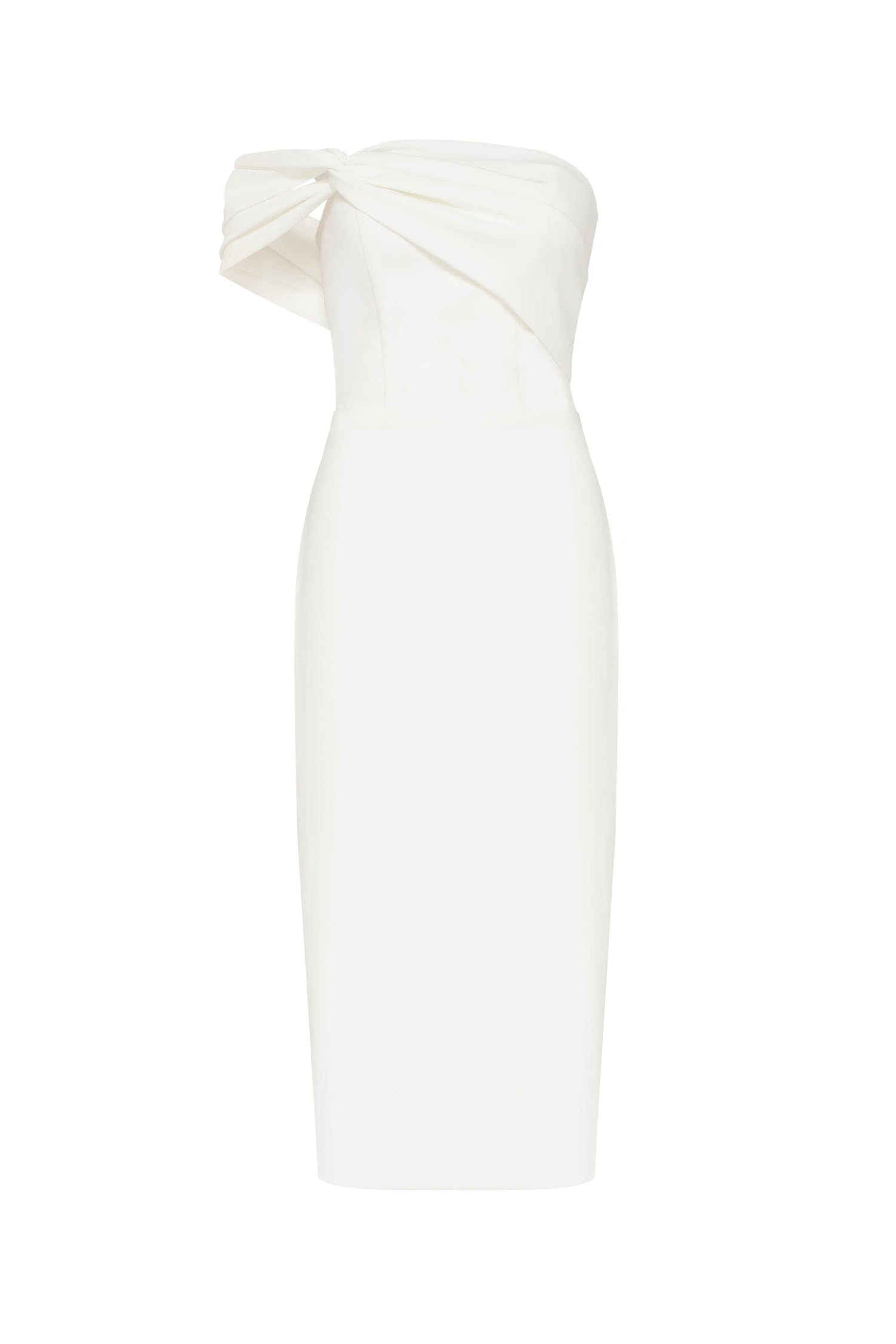 Milla White Classy midi dress with open neckline Milla dress