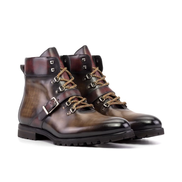  Luxury Handbags By You Hiking Boot – Brown and Burgundy Patina