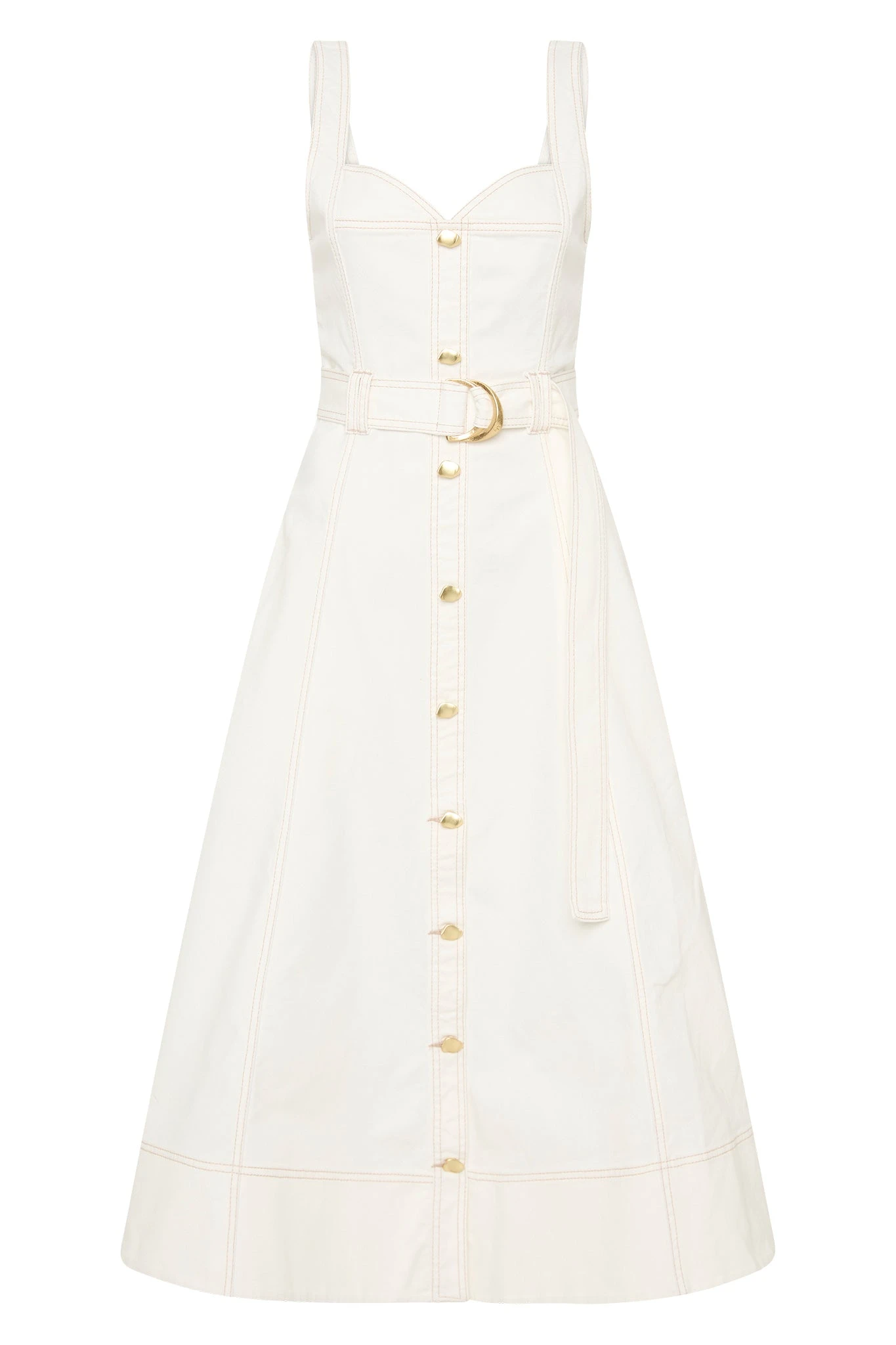Aje-Clay-Belted-Denim-Midi-Dress Aje White dress