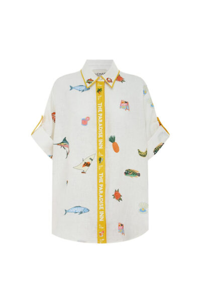 Alemais Blue Marlin Embroidered Shirt