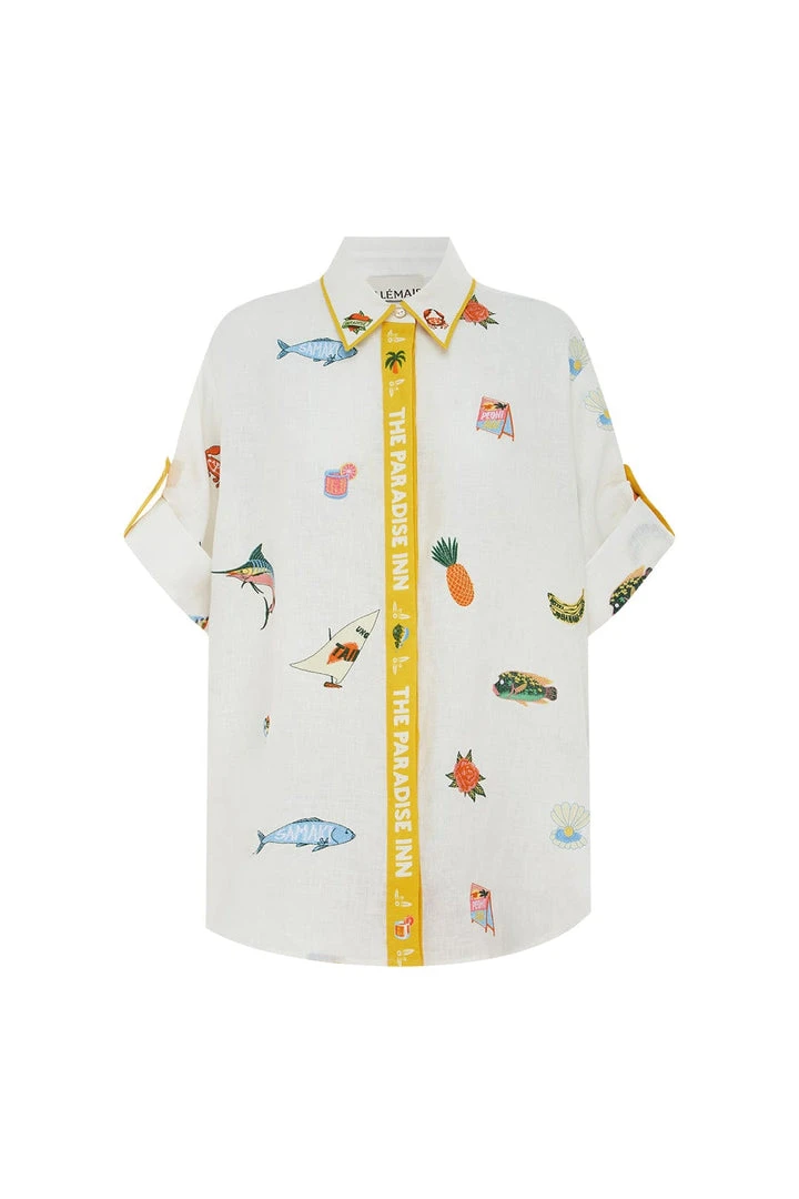 Alemais Blue Marlin Embroidered Shirt Alemais Blue Marlin Embroidered Shirt