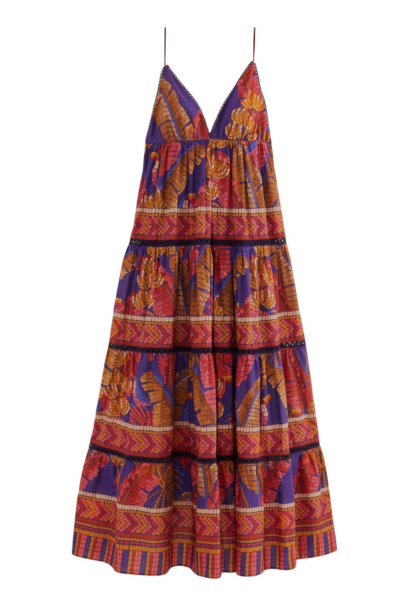 Farm Rio Blue Forest Mosaic Sleeveless Maxi Dress42649 nobg