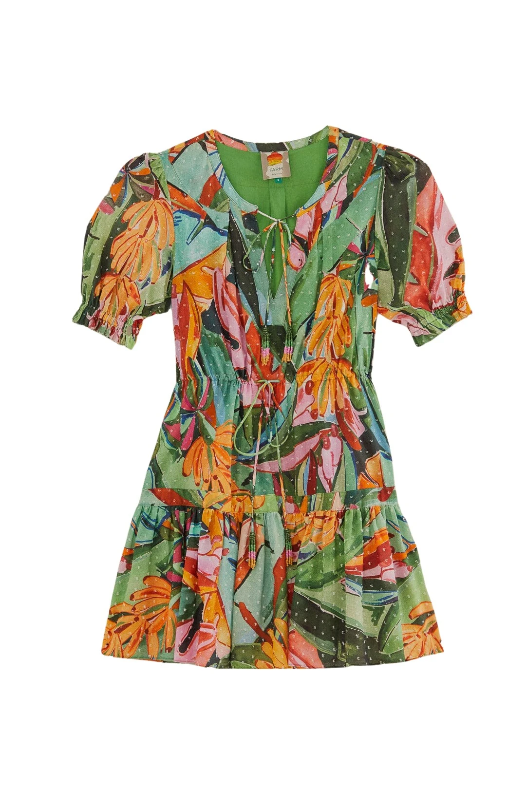 Farm Rio Multicolor Banana Foliage Short Sleeve Mini Dress28947 nobg Farm Rio Multicolor Banana Foliage Short Sleeve Mini Dress28947 nobg