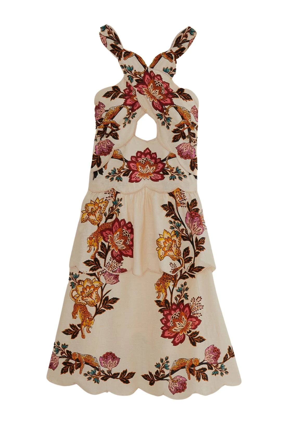Farm Rio Sand Leopard Flowers Cut Out Midi Dress51716 nobg Farm Rio Sand Leopard Flowers Cut Out Midi Dress51716 nobg