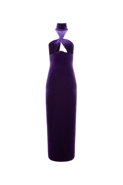 Galvan London Cleveland Velvet Dress Purple57183 nobg