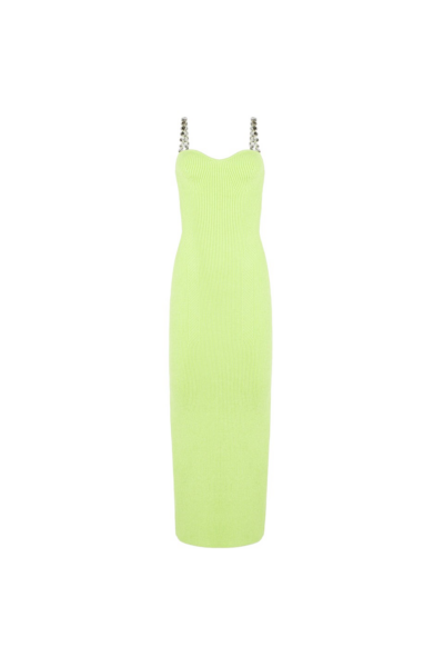 Galvan London Globe Chain Wave Dress Lime14033 nobg