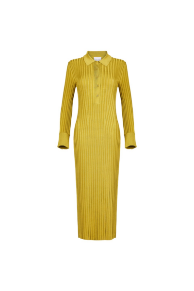 Galvan London Rhea Lounge Henley Dress Gold76839 nobg