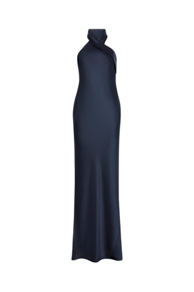 Galvan London Satin Pandora Dress Midnight24124 nobg