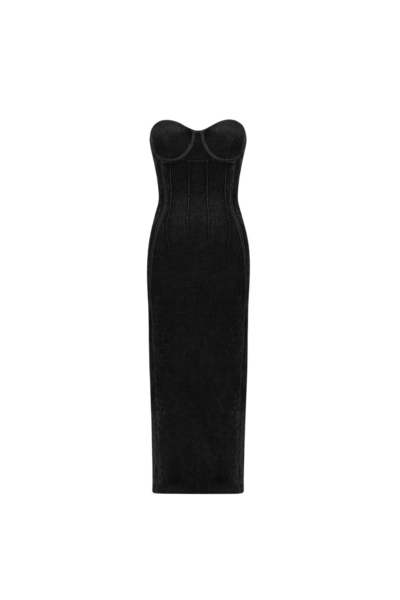 Galvan London Titania Velvet Bustier Dress Black43945 nobg