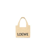 LOEWE-Mini-LOEWE-Font-Tote-in-raffia Mini LOEWE Font Tote in raffia