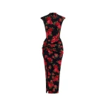 Rasario-Draped-Printed-Chiffon-Long-Midi-Dress Rasario Draped Printed Chiffon Long Midi Dress