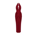 Rasario-Draped-Satin-Long-Midi-Dress-With-Cutout Rasario Draped Satin Long Midi Dress With Cutout