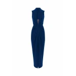 Rasario-Draped-Satin-Midi-Dress-With-A-Cutout Rasario Draped Satin Midi Dress With A Cutout
