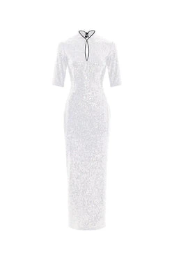 Rasario-Sequinned-Long-Midi-Dress-With-An-Opened-Back-And-Cutout Rasario Sequinned Long Midi Dress With An Opened Back And Cutout