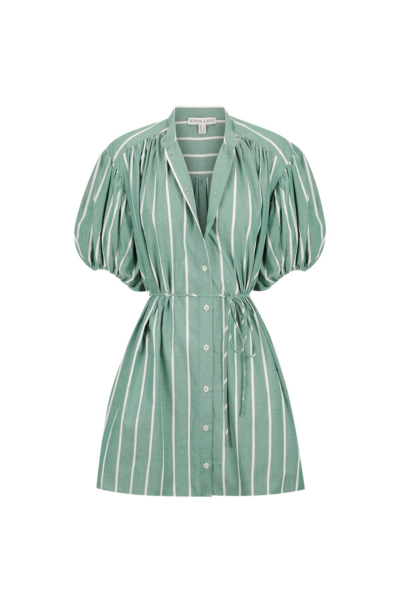 Shona Joy Kimberly Short Sleeve Mini Dress Antique Green Ivory44408 nobg