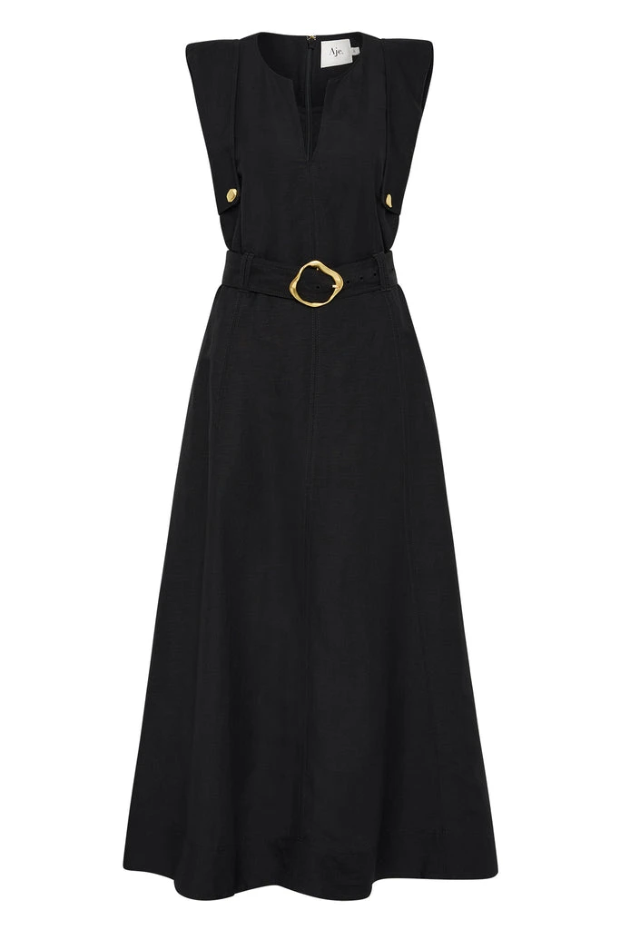 Aje-Lyric-Belted-Midi-Dress Aje Black Dresses