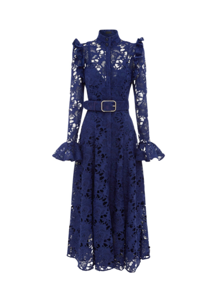 Leo Lin Aliyah Lace Butterfly Sleeve Midi Dress Oxford Blue74074 nobg