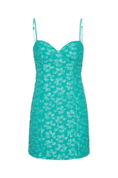 Rotate Birger Christensen 3D Jacquard Mini Dress Turquoise27941 nobg