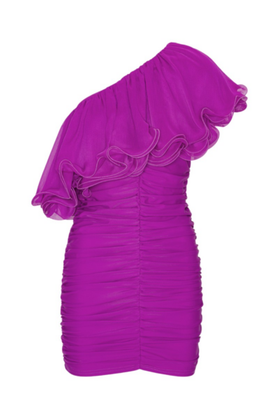 Rotate Birger Christensen Chiffon Asymmetric Dress Purple42047 nobg
