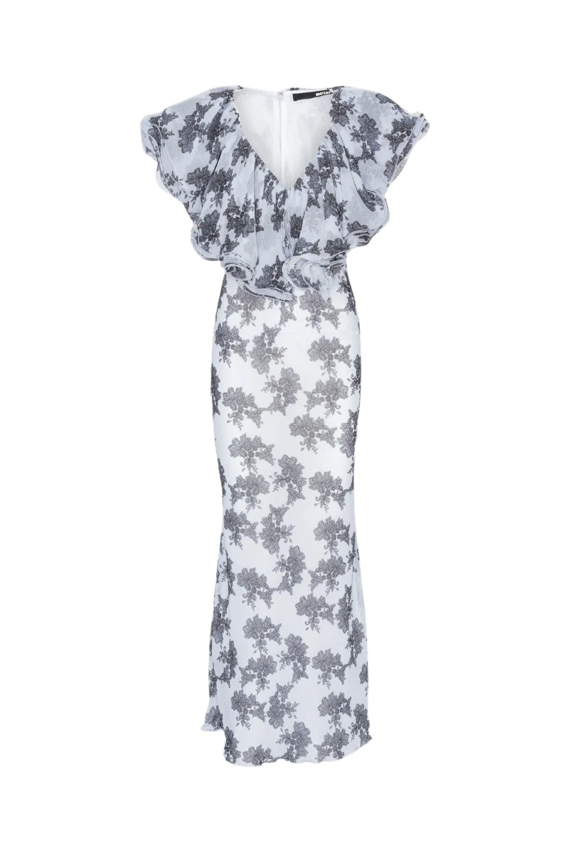 Rotate Birger Christensen Chiffon Midi Ruffle Dress Black Print15166 nobg Rotate Birger Christensen Chiffon Midi Ruffle Dress Black Print15166 nobg
