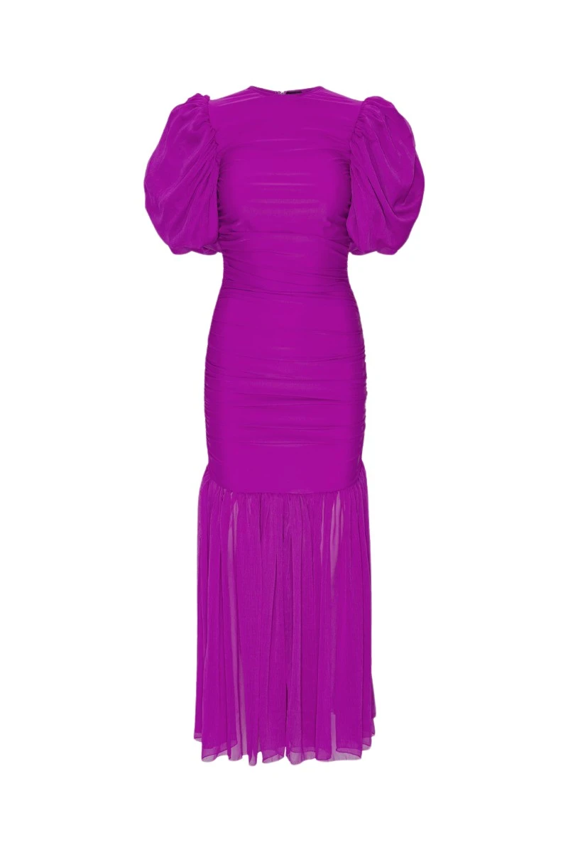 Rotate Birger Christensen Chiffon Puff Sleeve Dress Purple69325 nobg Rotate Birger Christensen Chiffon Puff Sleeve Dress Purple69325 nobg