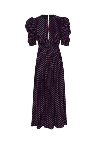 Rotate Birger Christensen Jacquard Midi Dress Black Print88189 nobg