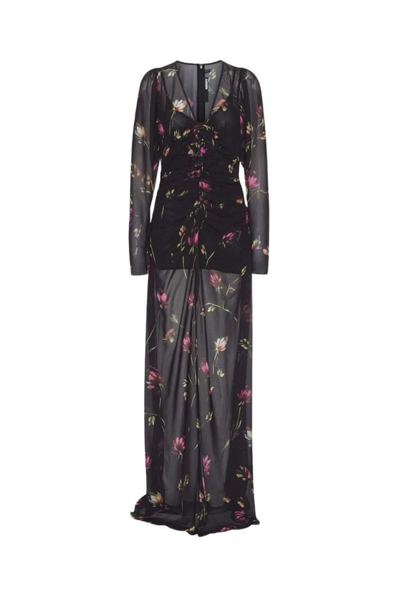 Rotate Birger Christensen Light V Neck Maxi Dress Black Print47578 nobg Rotate Birger Christensen Light V Neck Maxi Dress Black Print47578 nobg