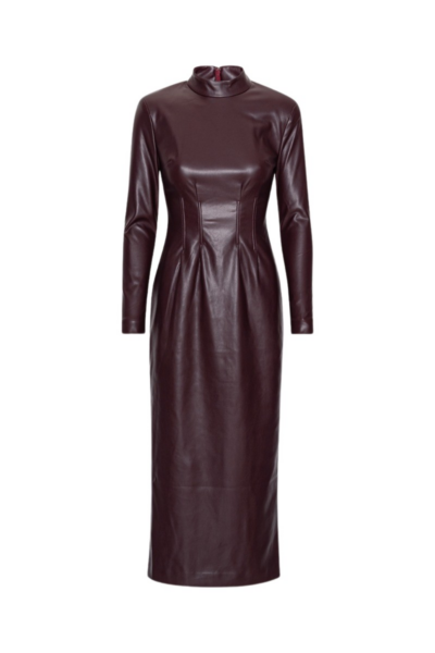 Rotate Birger Christensen Long Sleeve Maxi Dress Bordeaux16522 nobg