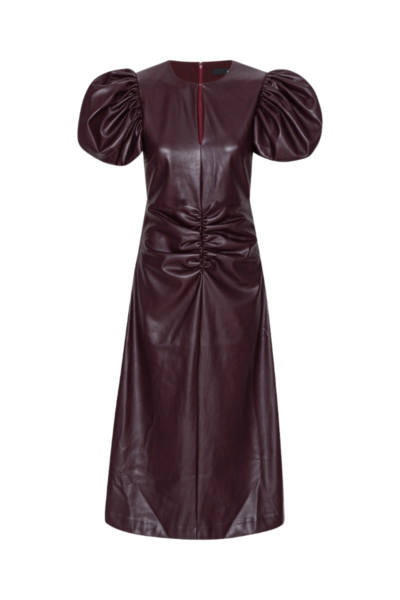Rotate Birger Christensen Puff Sleeve Midi Dress Bordeaux63225 nobg