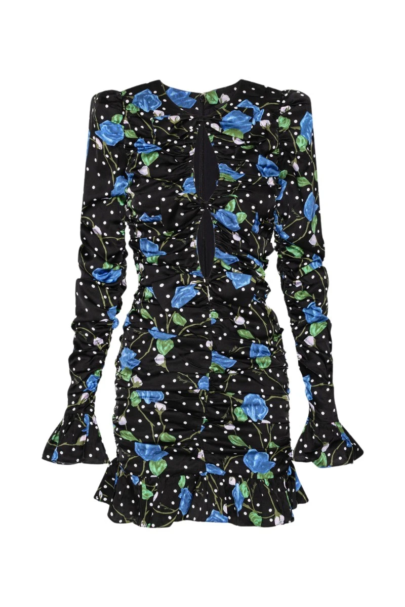Rotate Birger Christensen Satin Ruffle Mini Dress Black Print49673 nobg Rotate Birger Christensen Satin Ruffle Mini Dress Black Print49673 nobg