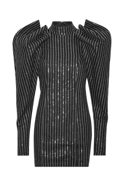 Rotate Birger Christensen Sequin Twill Mini Dress Black Fazz65679 nobg