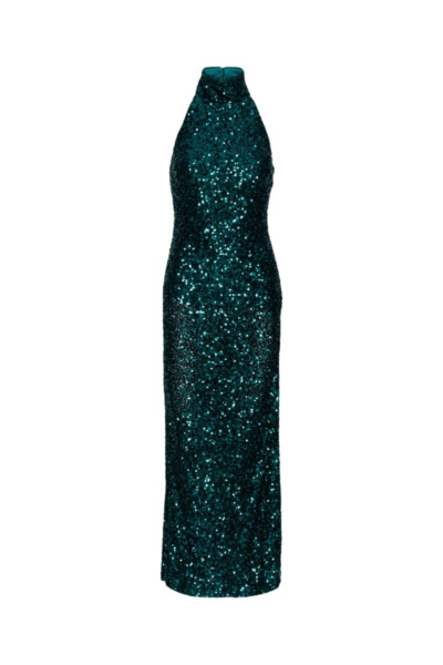Rotate Birger Christensen Sequins Halterneck Dress Teal27504 nobg