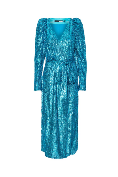 Rotate Birger Christensen Sequins Midi Wrap Dress Blue56683 nobg