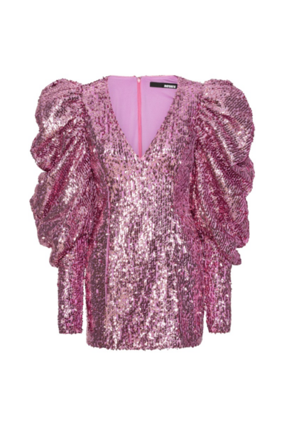 Rotate Birger Christensen Sequins Mini Ls Dress Pink85065 nobg