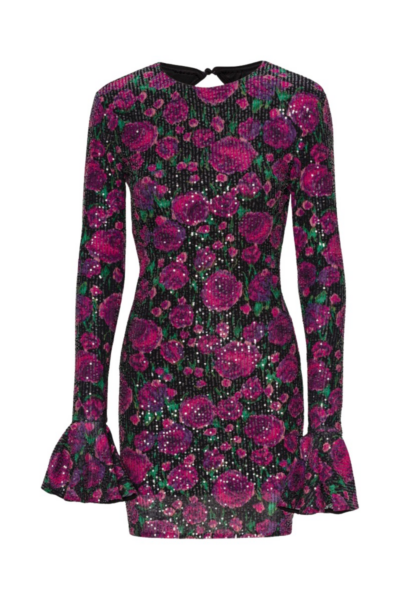 Rotate Birger Christensen Sequins Open Back Dress Pink Print64431 nobg