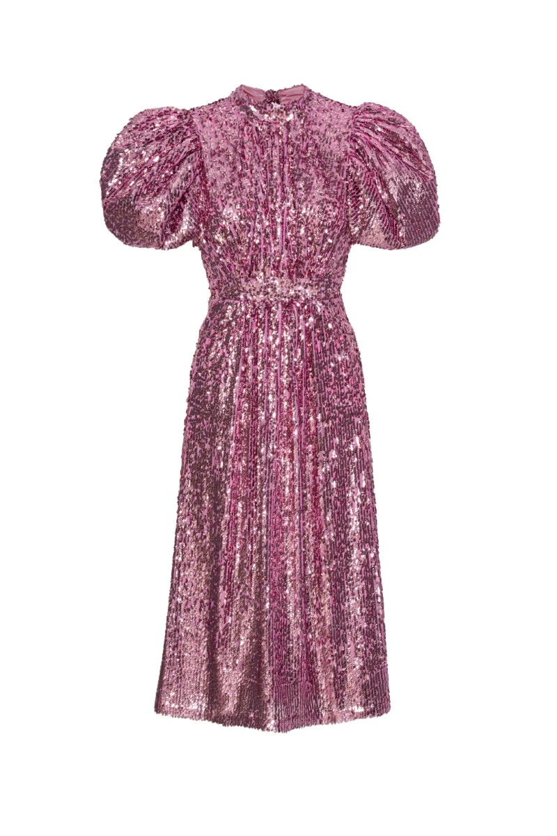 Rotate Birger Christensen Sequins Puff Sleeve Dress Pink11568 nobg Rotate Birger Christensen Sequins Puff Sleeve Dress Pink11568 nobg
