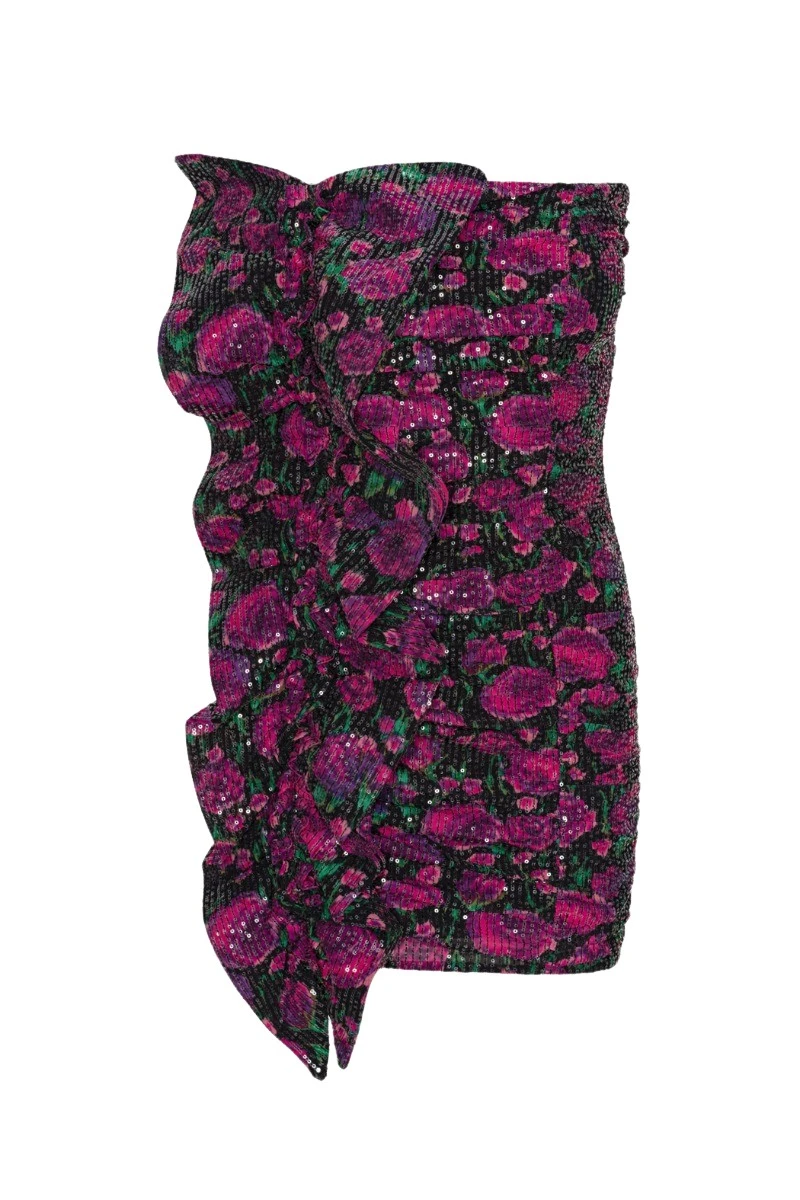 Rotate Birger Christensen Sequins Ruched Dress Pink Print35116 nobg Rotate Birger Christensen Sequins Ruched Dress Pink Print35116 nobg