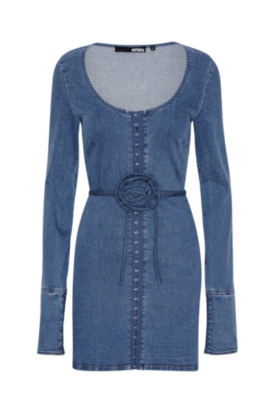 Rotate Birger Christensen Stretchy Scoop Neck Dress Blue76312 nobg