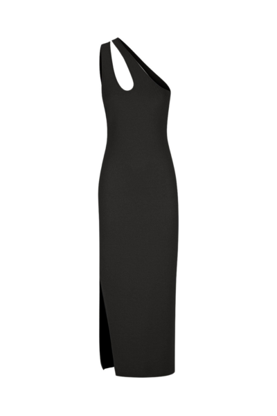 Shona Joy Basic One Shoulder Open Back Midi Dress Black26826 nobg