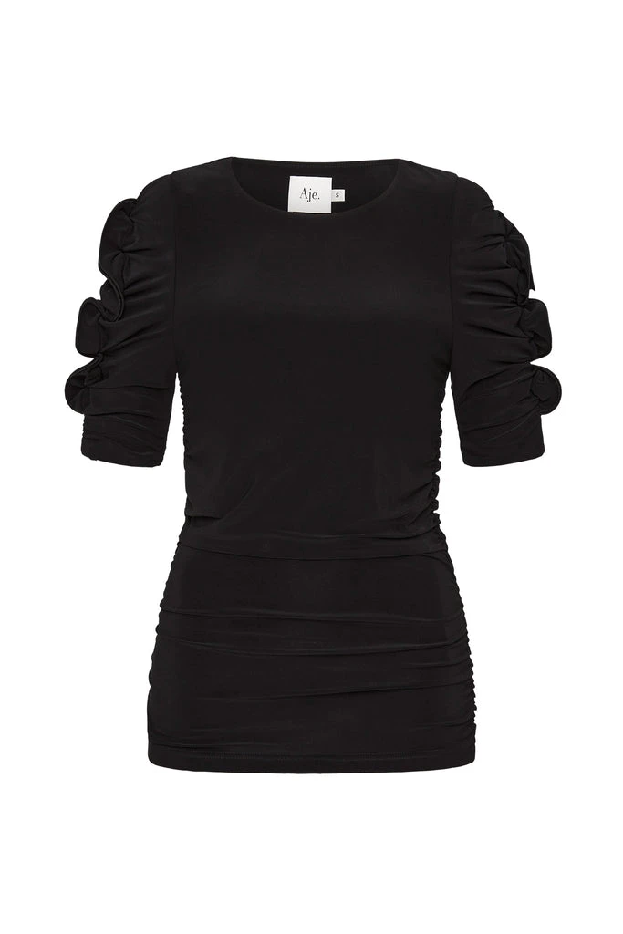 Aje-Elixir-Gathered-Jersey-Top Aje Black Tops