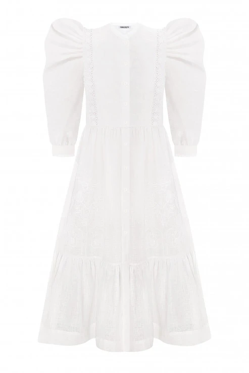 Foberini Family Tree White Midi Dress Foberini Family Tree White Midi Dress