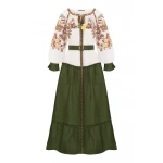 Foberini Vishita History Beige-Green Maxi dress