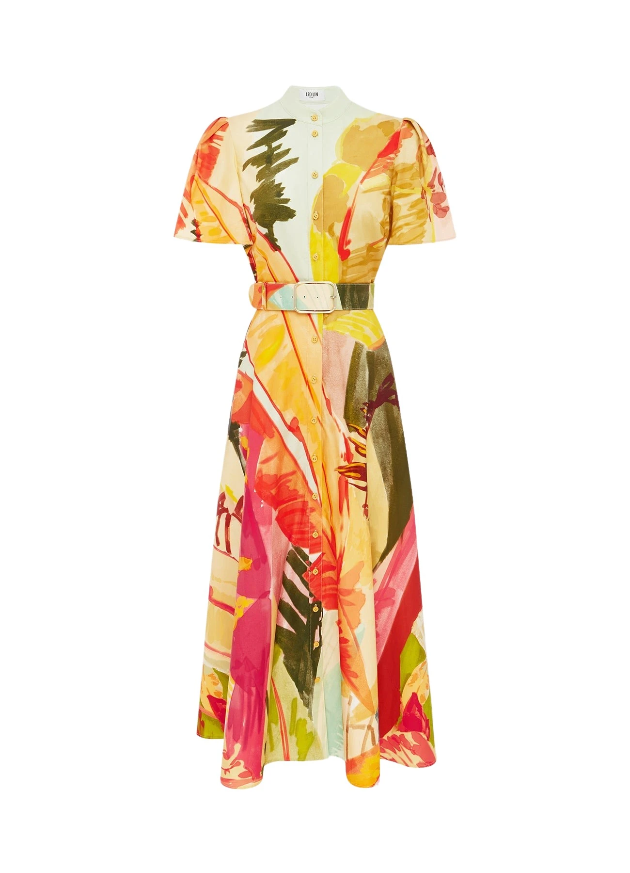 Leo-Lin-Bianca-Short-Sleeve-Midi-Dress-Rainforest-Print-678721_nobg Bianca Short Sleeve Midi Dress - Rainforest Print - Image 1