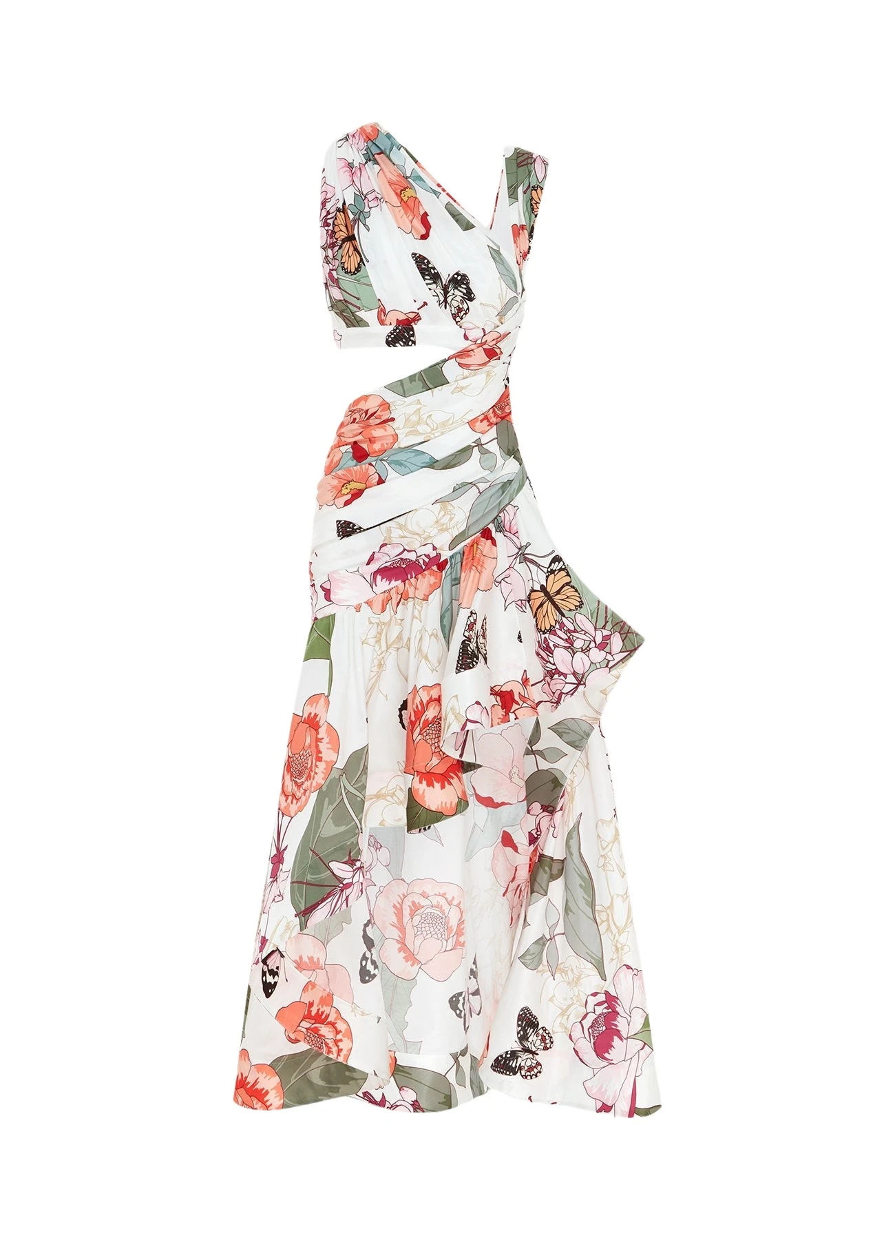 Leo-Lin-Tyler-Asymmetric-Gown-Lush-Print-in-White-666485_nobg Tyler Asymmetric Gown - Lush Print in White - Image 1